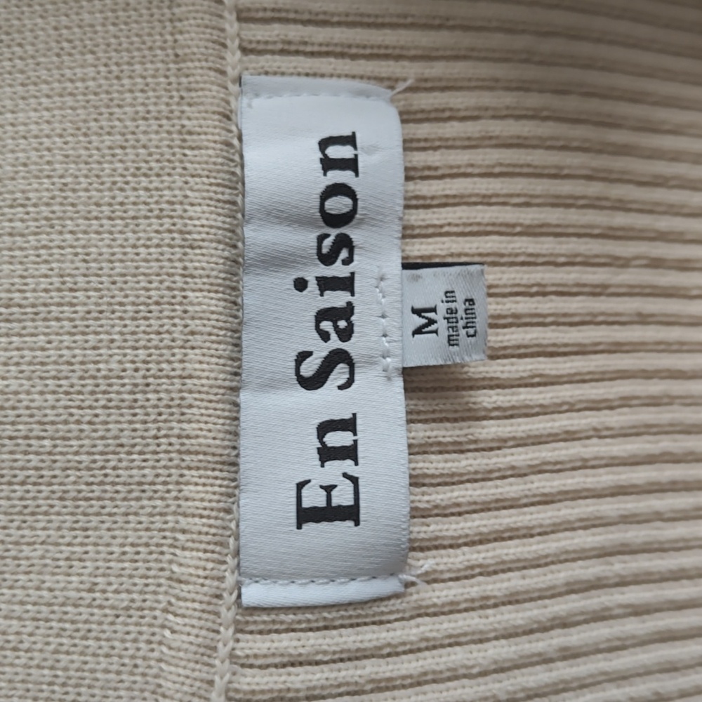 En Saison Cream Ribbed Collared Top - Picture 3 of 5
